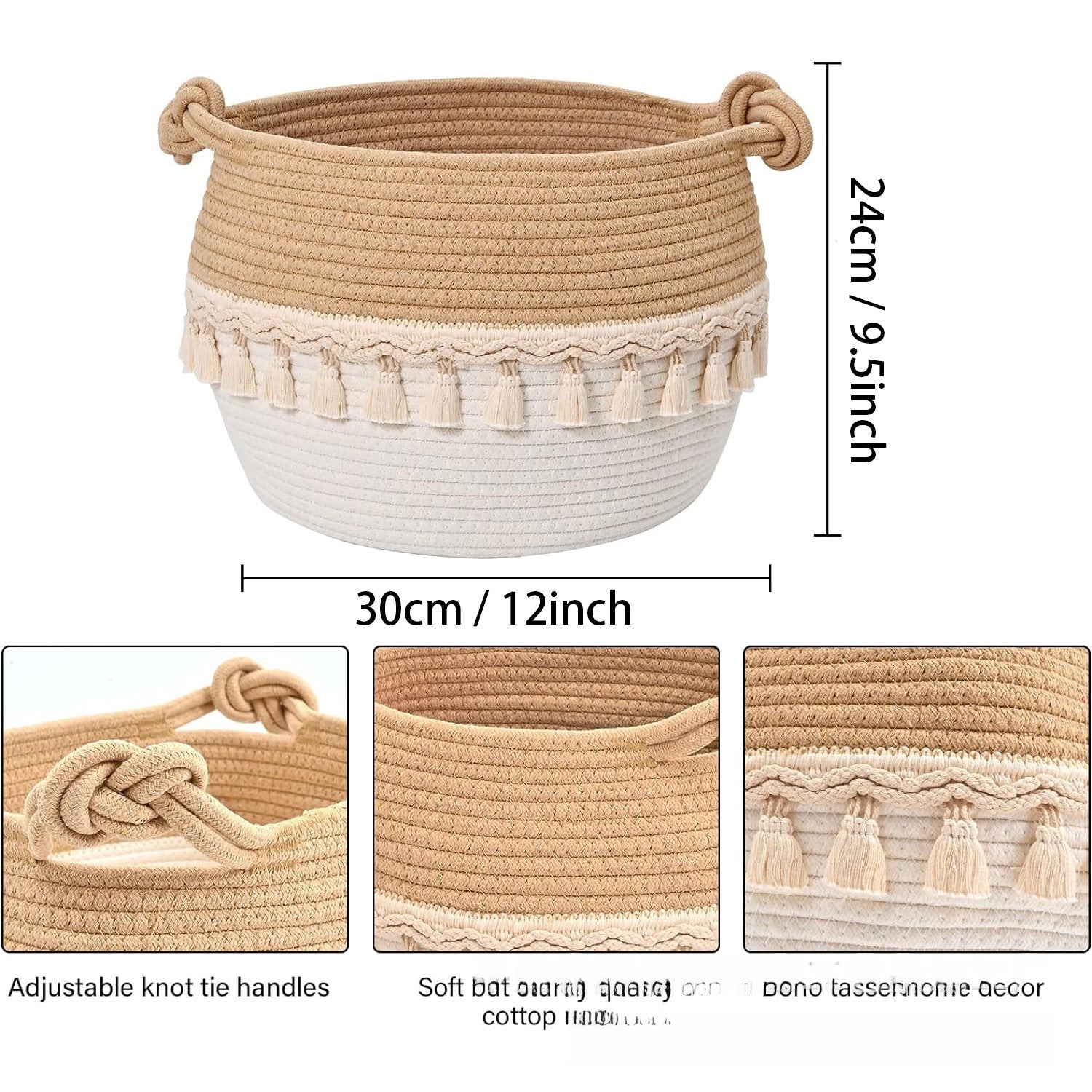Cross-border supply cotton string woven storage basket foldable clothing storage basket with handle laundry basket basket decorative flower basket