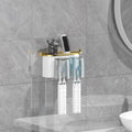Cross-border toothbrush rack gargle Cup gold-plated toothbrush holder bathroom punch-free wall-mounted toothbrush storage rack suit