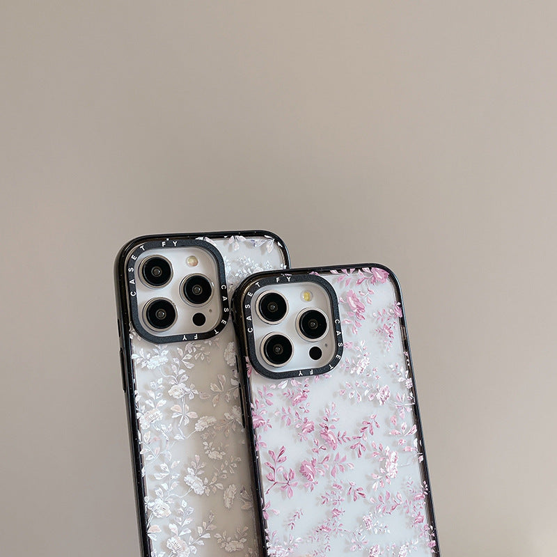 High edition Museum joint name pink floral for Apple iPhone15ProMax phone case 14/13 protection