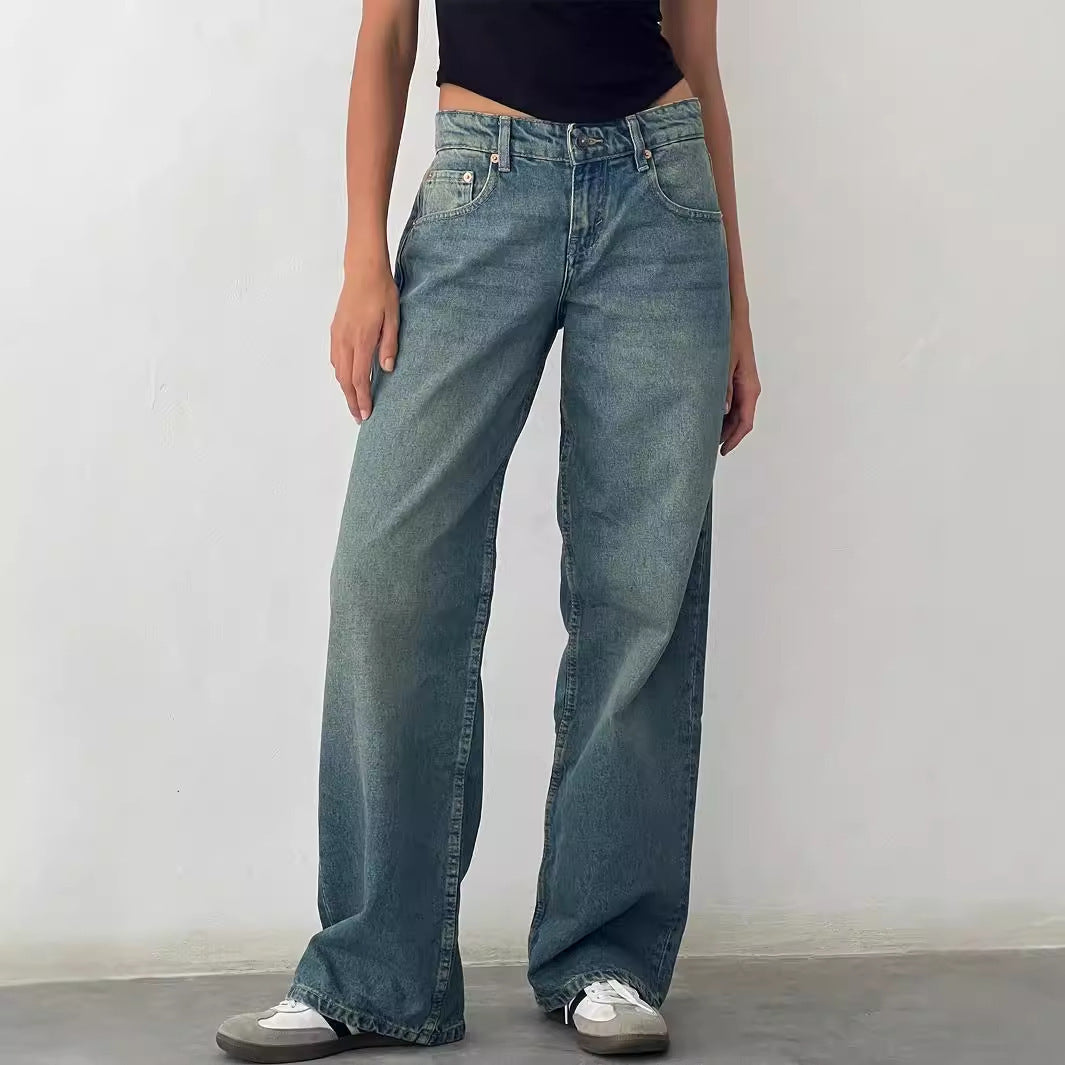 Exclusive for cross-border European and American ladies Denim Amazon AliExpress TEMU new women's straight jeans