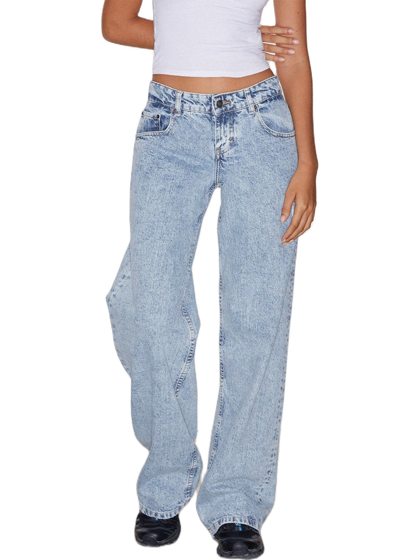 Exclusive for cross-border European and American ladies Denim Amazon AliExpress TEMU new women's straight jeans