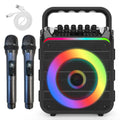 2024 new cross-border portable speaker outdoor KTV microphone Bluetooth integrated machine with dual wireless microphone