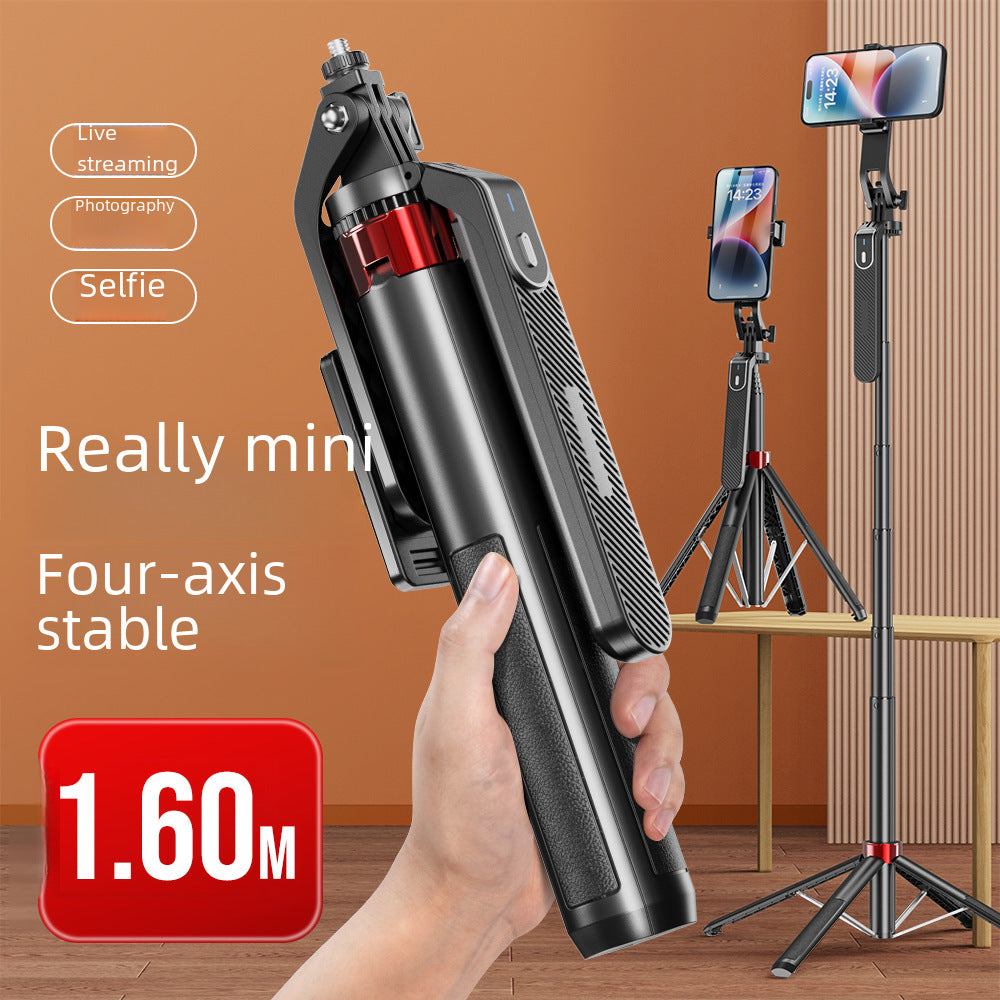 P185MINI aluminum alloy quadripod shelf Bluetooth selfie stick universal phone live broadcast floor stand handheld stabilizer