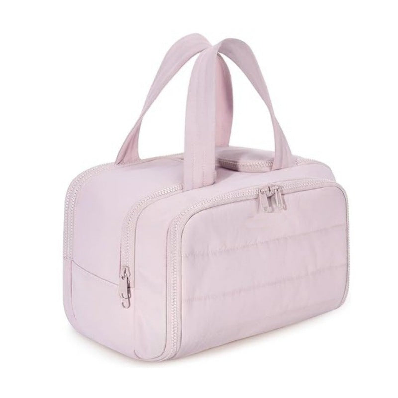 Cross-border wash bag simple lightweight large wide open wash bag fluffy cosmetic bag storage bag travel handbag