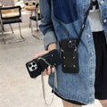 Applicable to Apple 16promax phone case crossbody embroidery iphone15 coin purse card 15promax shell