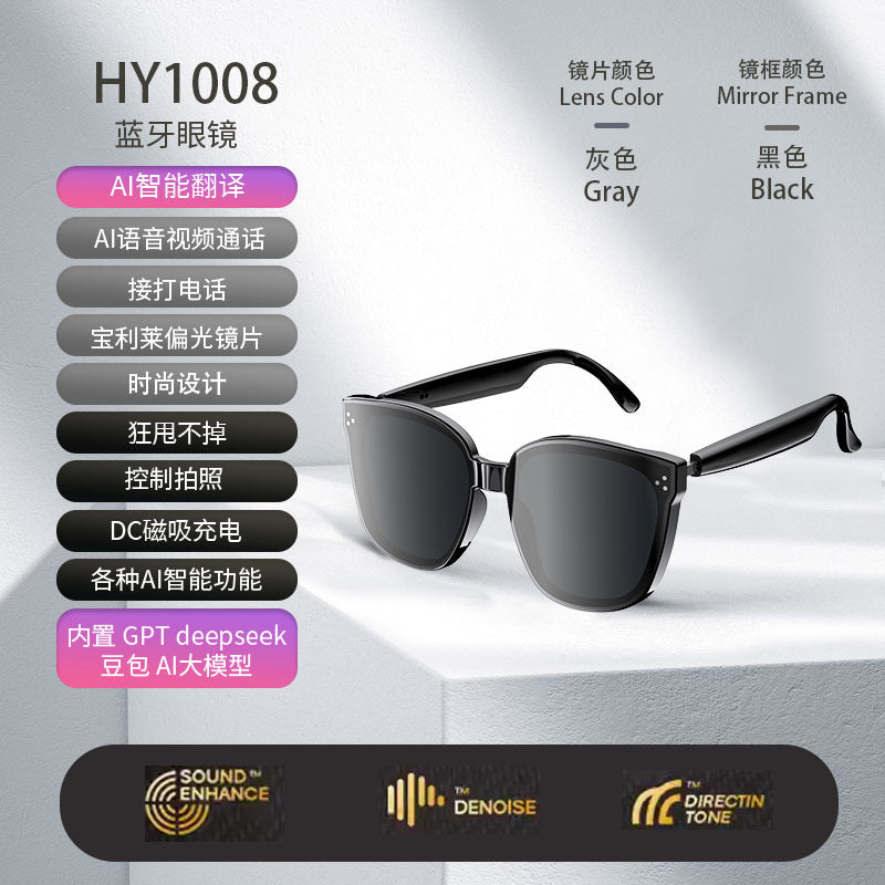 AI Smart Sunglasses – Real-Time Translation, Bluetooth & Music