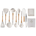 Wooden handle silicone heat-proof end sleeve silicone kitchenware set eleven-piece set spatula kitchen tools suit