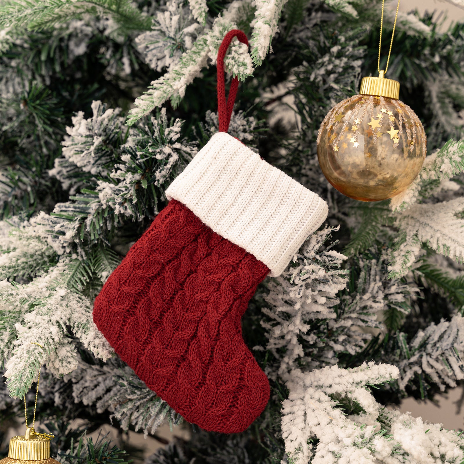 Cross-border cute letters Christmas stockings creative Christmas tree pendant Christmas style wool knitted socks decoration props