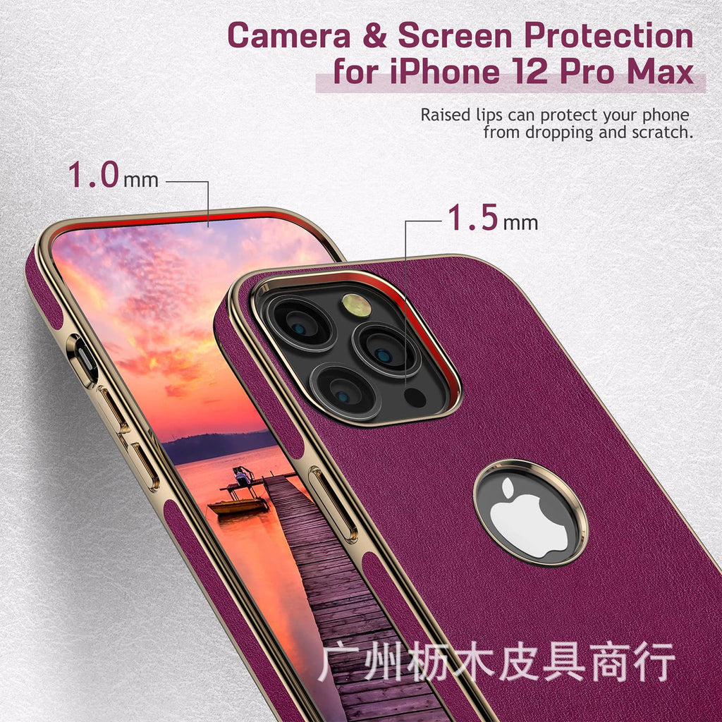 Fashion iPhone series genuine leather plating without logo mobile phone protective shell simple Apple pro All-inclusive phone case