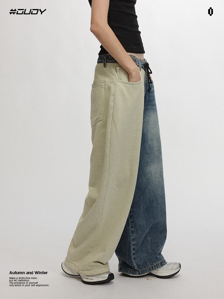 # OVDY new jeans men's retro distressed washed 420g autumn and winter velvet padded plus size denim trousers