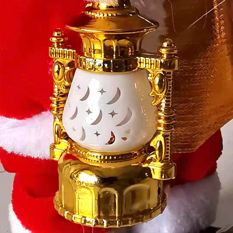 Cross-border electric music feet moving Santa Claus toy kerosene lamp Santa Claus toy holiday decorations