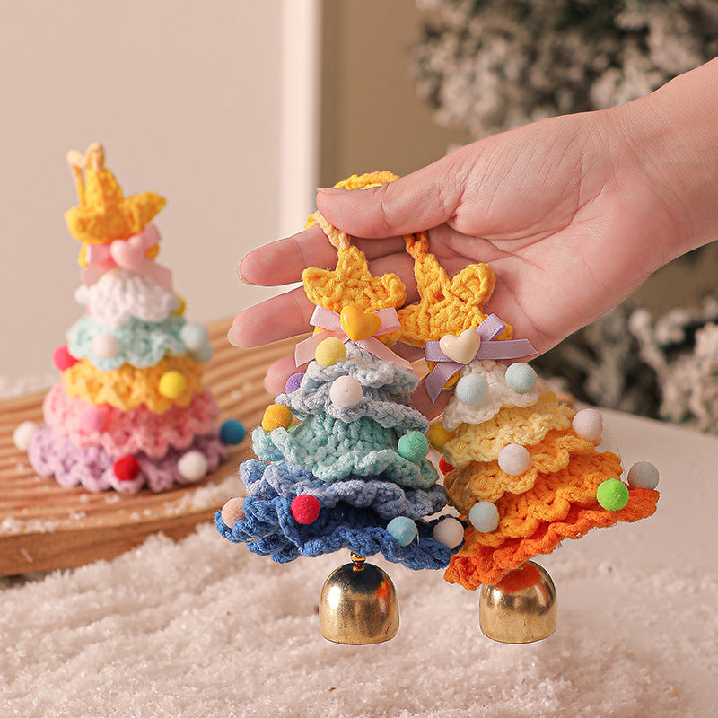 Exclusive for cross-border plush Christmas pendant wool crocheted Christmas tree small ornaments Christmas decoration automobile hanging ornament
