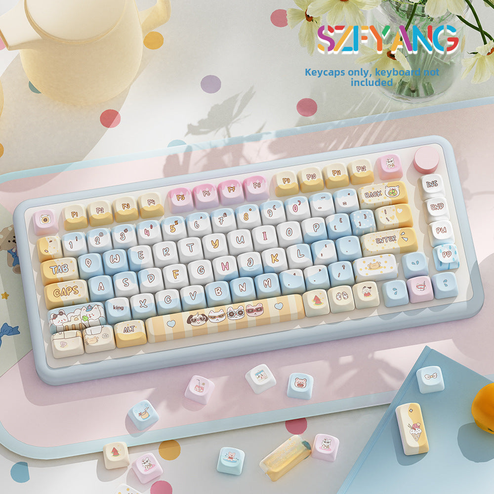 112 key cute unique keycap full five-sided PBT sublimation customized mechanical keyboard cap 68/75/84/98