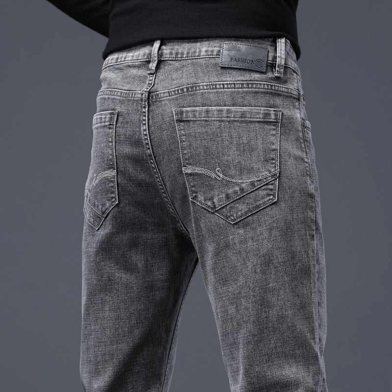 2021 autumn and winter new slim-fitting men's clothing pencil pants smoky gray jeans men's long pants men's jeans