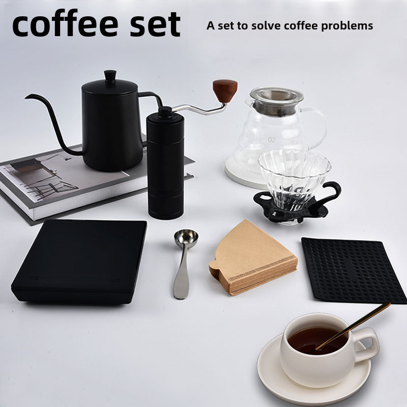 Manually operated coffee grinder suit gift box outdoor household grinder coffeepot coffee pot coffee tools full set