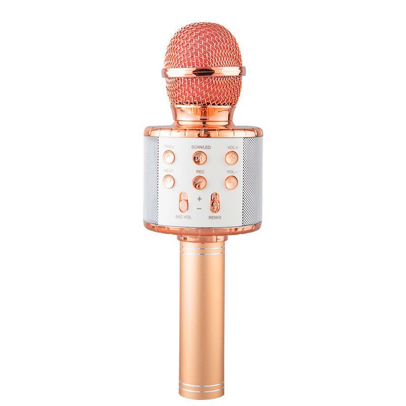 WS858L microphone with light audio integrated condenser microphone mobile phone gadget for singing songs wireless Bluetooth children karaoke