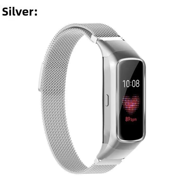 For Samsung galaxy fit SM-R370 Milan strap three beads stainless steel with bamboo joint leather belt