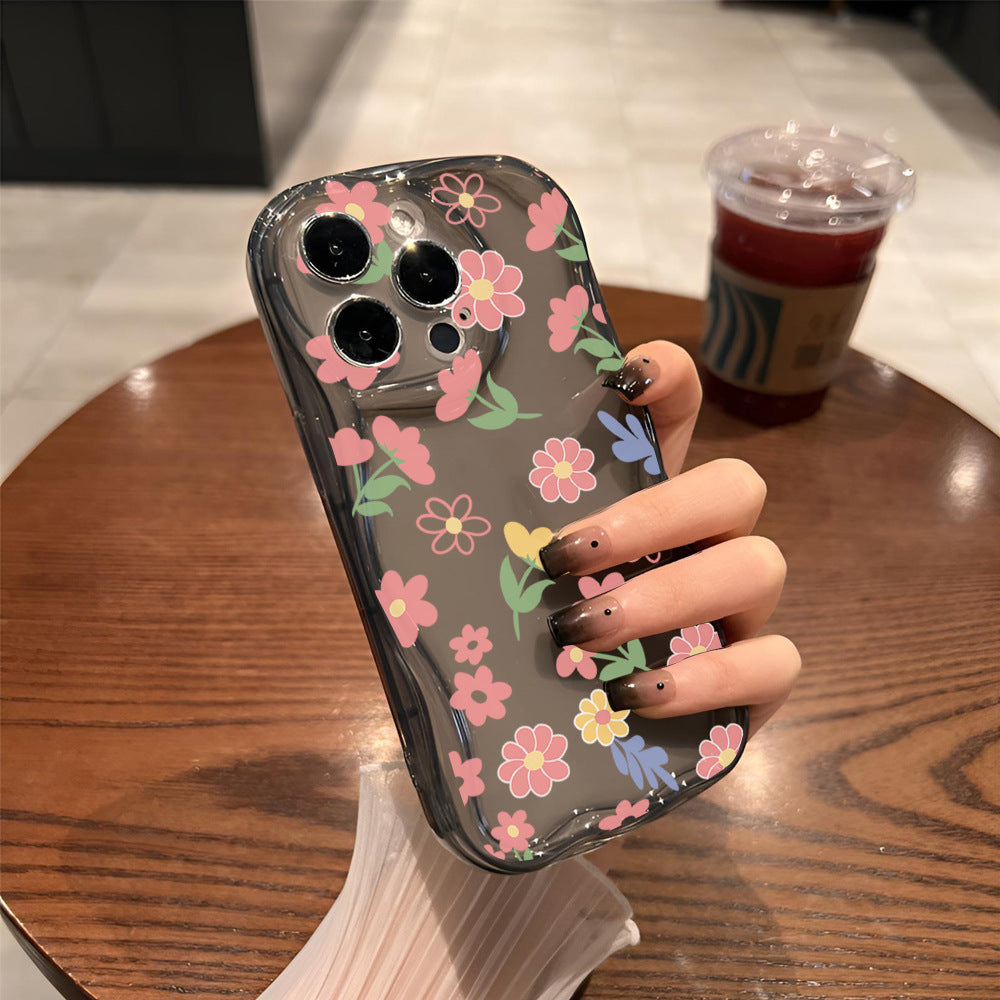 Phone case iPhone13 Apple 15pm fresh 14pro flower 12 transparent all-inclusive 11 mobile phone protective case