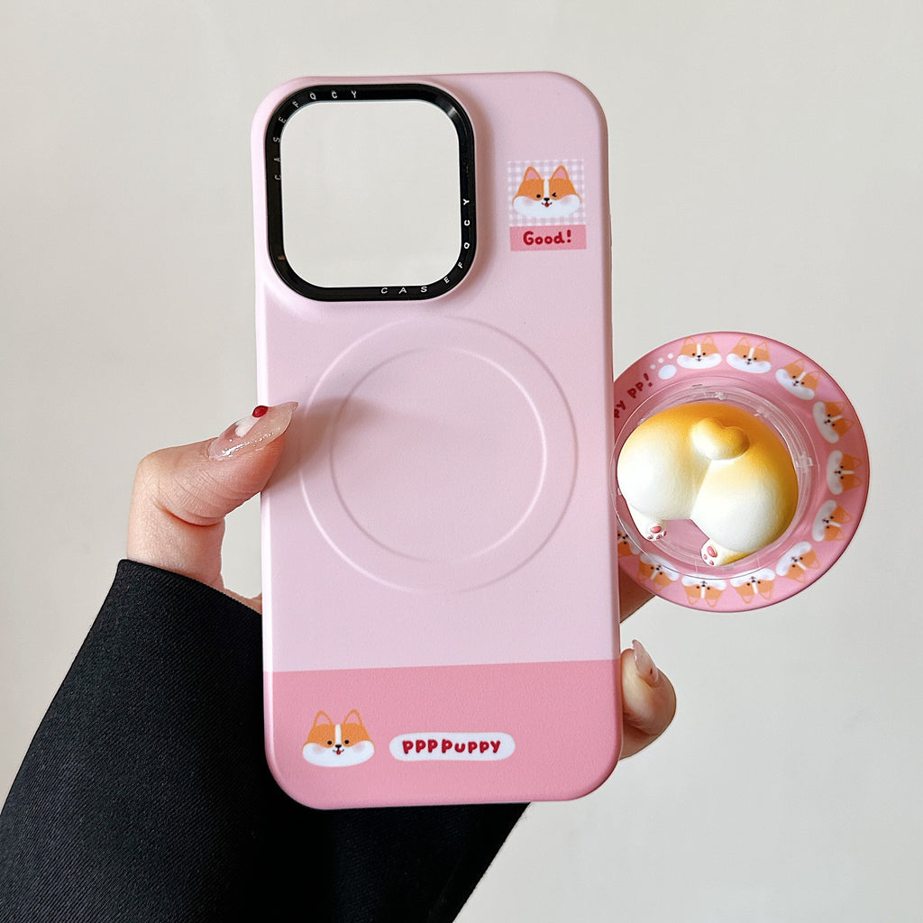 Cute pig Corgi Butt Bracket for iPhone16 Apple 15ProMax/14/13 phone case New