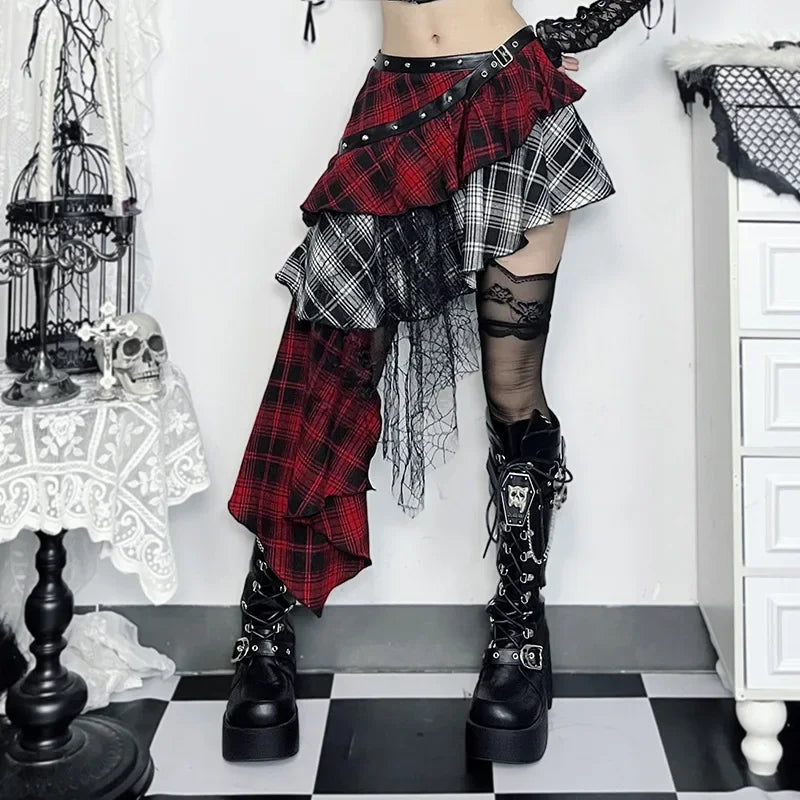 Fall CF24300 2024 New type hip skirt European and American style elegant hot girl slim fit irregular plaid skirt women