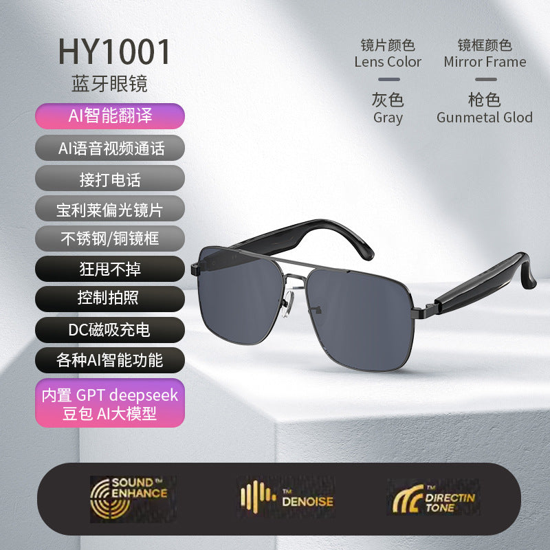 AI Smart Sunglasses – Real-Time Translation, Bluetooth & Music