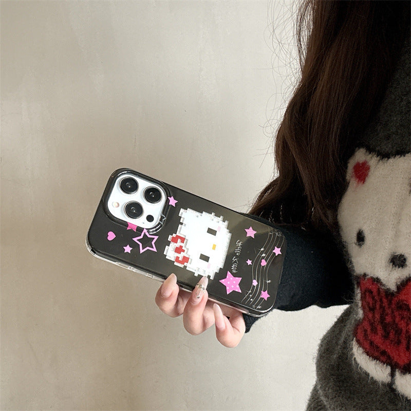 XINGX mosaic kitty suitable for iPhone16 Apple 15ProMax/14 phone case 13 chain girl's heart