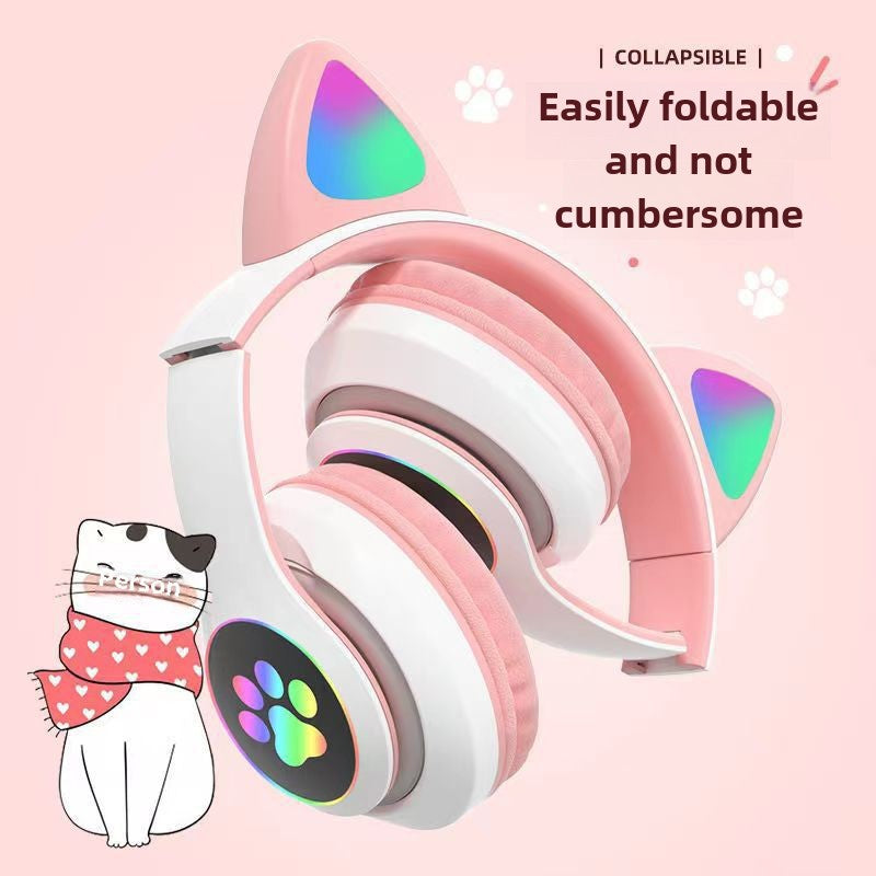 Luminous cat ear Bluetooth headset wireless headset STN-28 cross-border hot cute series New Factory Direct Sales