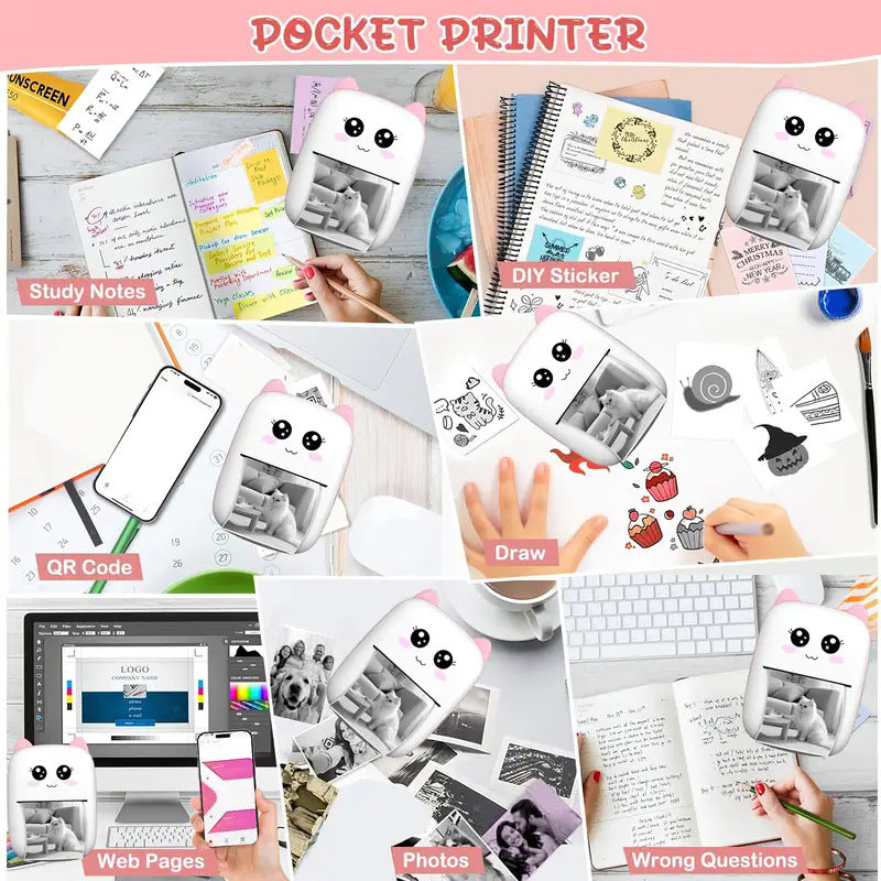 Cross-border portable thermal mini printer mobile phone photo artifact Bluetooth student only small household labeling machine
