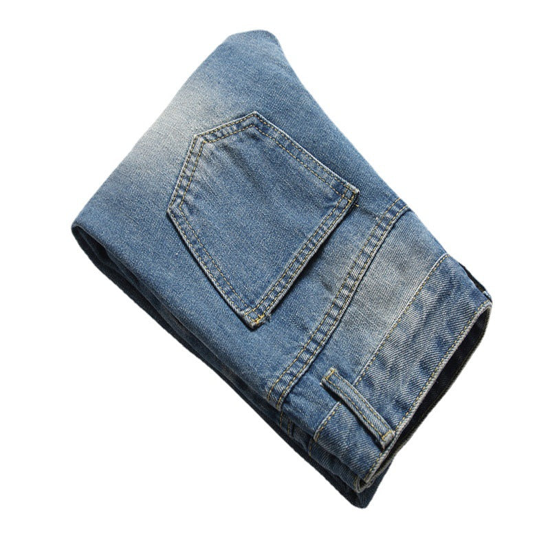 Europe and America cross border special for boys jeans straight ripped trousers washed non-elastic middle and big children jeans