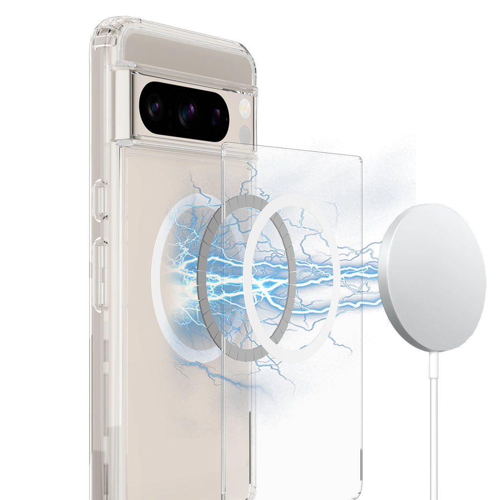 Applicable to Google 8 transparent magnetic phone case magsafe wireless charger magnetic suction Google 8pro four-corner drop-resistant back case