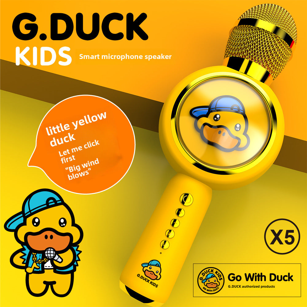 New small yellow duck microphone karaoke children's microphone toy phono integrated wireless Bluetooth singing smart speaker