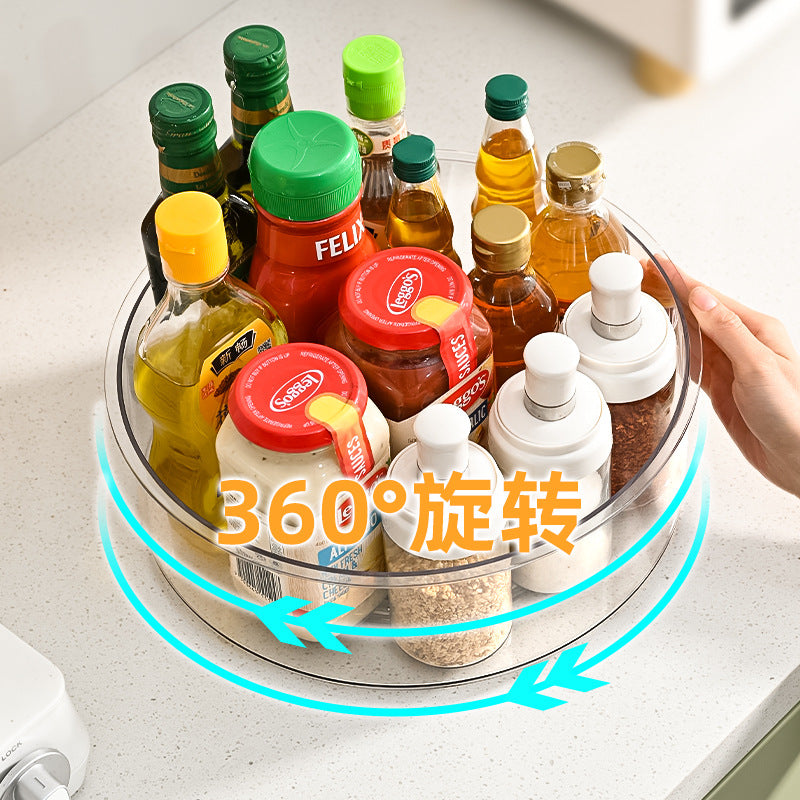Cross-border rotating seasoning rack desktop storage box household storage rack Bathroom Storage Basket Turntable Kitchen Storage Rack