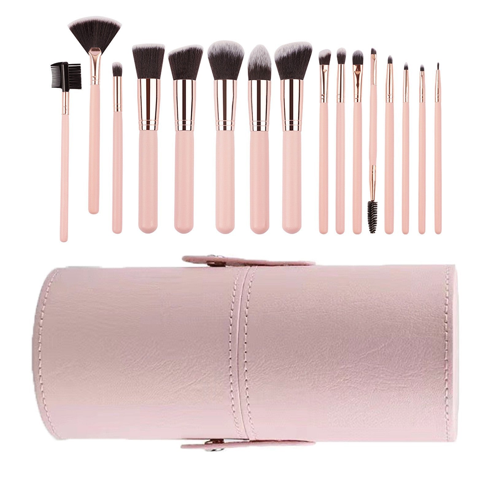 Cross-Border 16 pink makeup brushes suit rose gold makeup brush face powder foundation blush brush brow groomer makeup tools