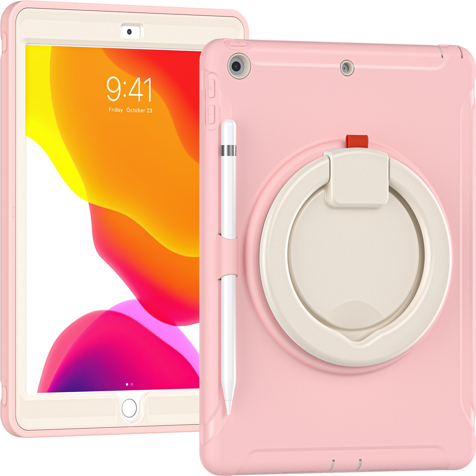 iPad 10.2 Apple tablet protective case with pen Sleeve 360 degrees handheld rotating bracket three-proof protective case