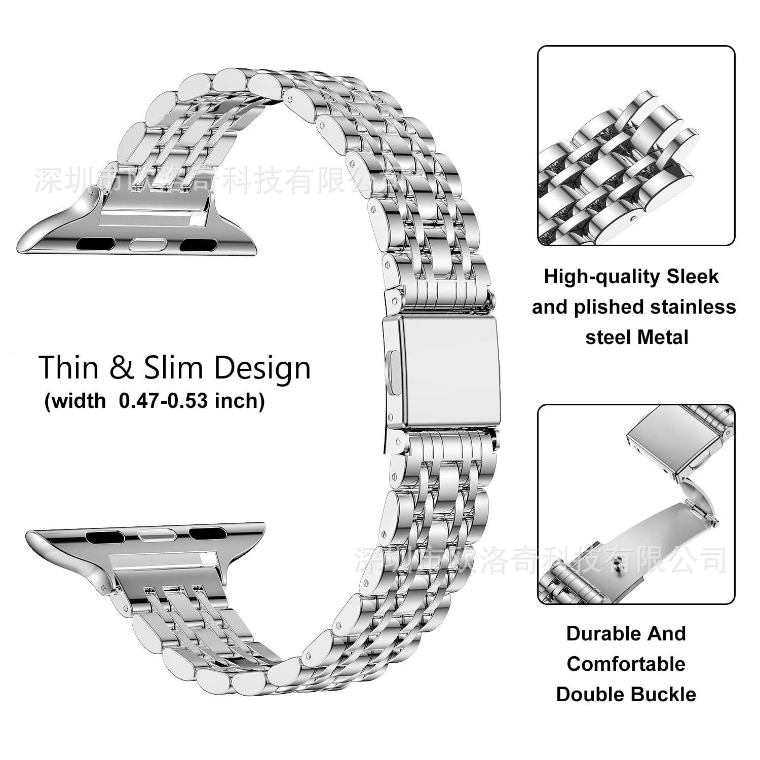 Suitable for Apple Watch9 smart strap Apple 8ultra small seven beads slingshot buckle steel strap metal strap