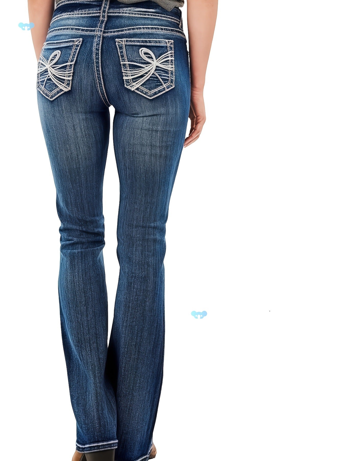Flared Jeans Flared Stretch Jeans Women's Curved Ripple cross border