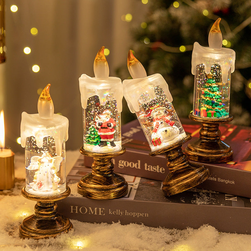 Cross-border new arrival Christmas decorations candle light snow snowflake lights Christmas crystal ball lamp creative Christmas gifts