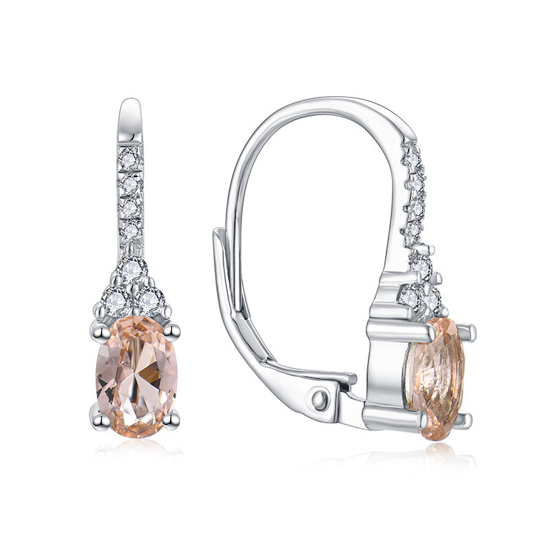 Foreign trade cross-border light luxury s925 silver ear clip zircon with diamond simple and stylish earrings earrings jewelry silver accessories processing
