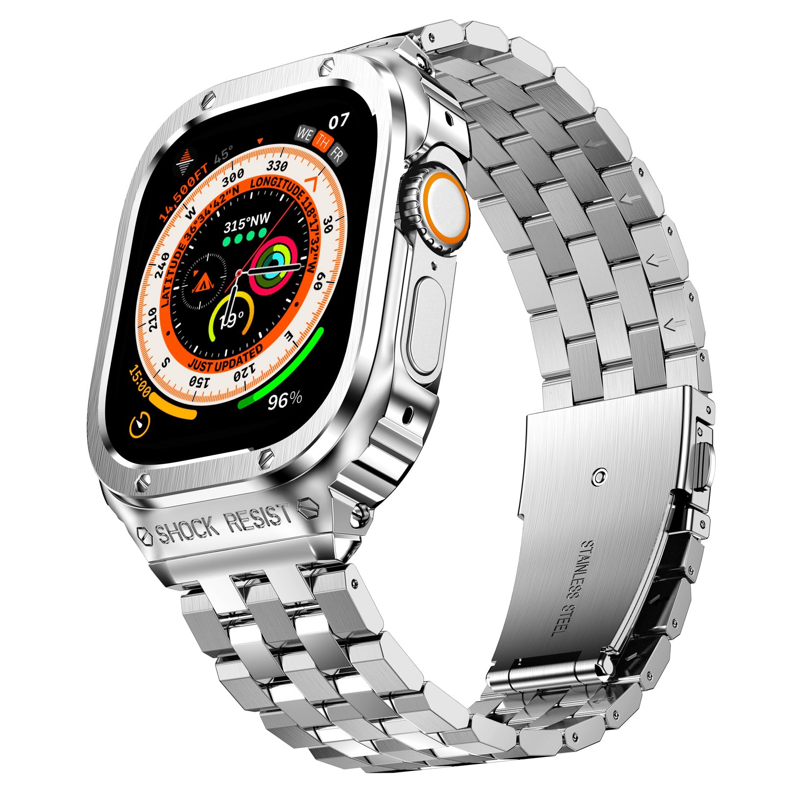 For apple watch 8 /7 /6 /5/apple smart stainless steel steel case 49 strap