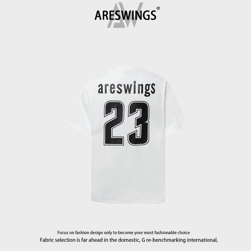 Areswings American sports style digital printing heavy short-sleeved T-shirt men's trendy loose short-sleeved 2874