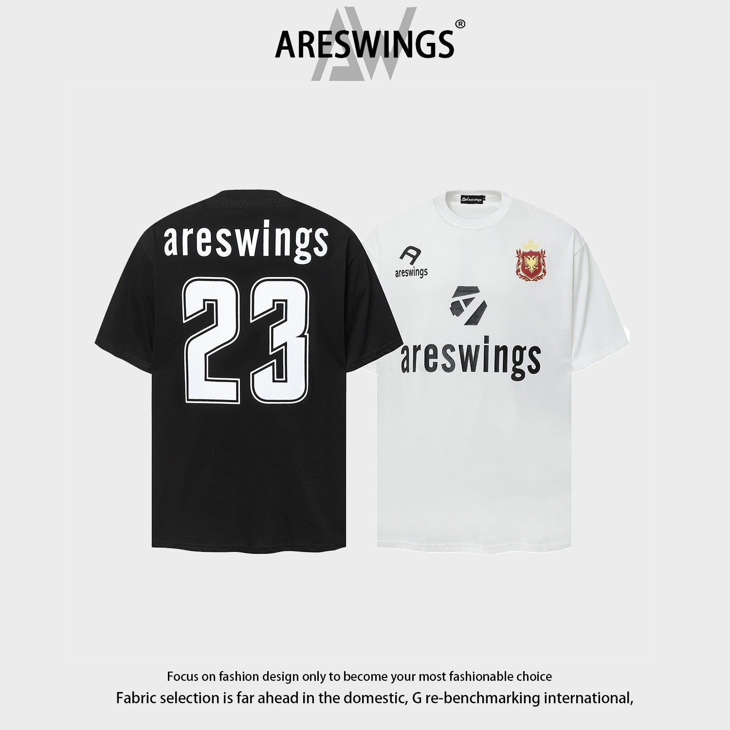 Areswings American sports style digital printing heavy short-sleeved T-shirt men's trendy loose short-sleeved 2874
