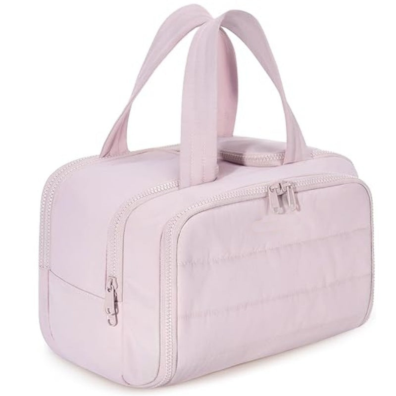 Cross-border wash bag simple lightweight large wide open wash bag fluffy cosmetic bag storage bag travel handbag