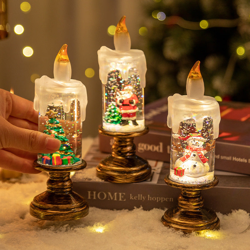 Cross-border new arrival Christmas decorations candle light snow snowflake lights Christmas crystal ball lamp creative Christmas gifts