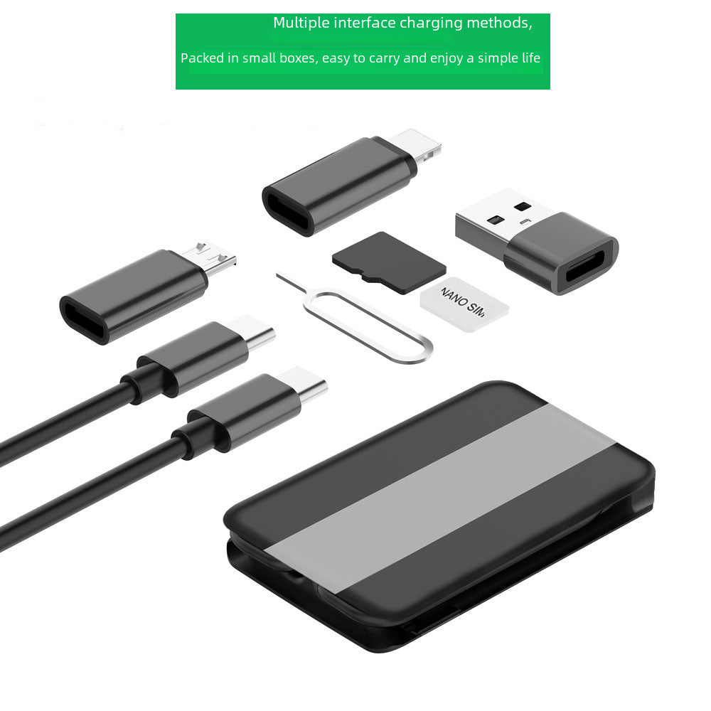 Travel portable data cable storage box multifunctional treasure box adapter charging strip line mobile phone bracket function