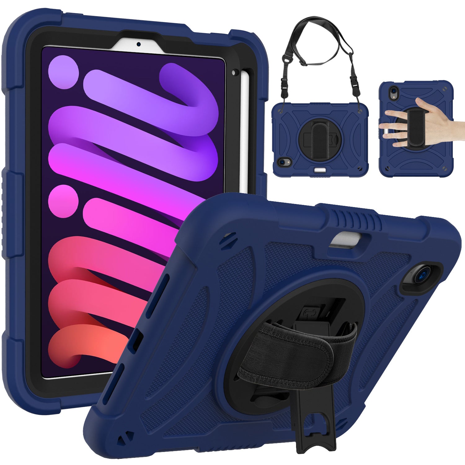 Cross-border applicable iPad mini6 tablet children 360 ° rotational and shatter-resistant silicone case with Pen slot protective case