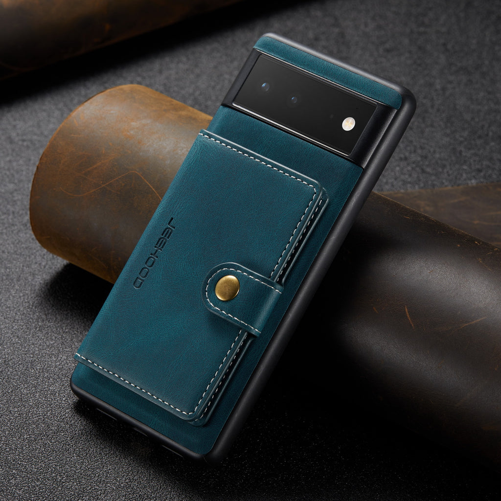 Cross-border applicable Google 7pro magnetic phone case Apple 14 leather two-in-one quick release card leather case