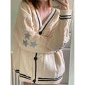Autumn and Winter solid color women's long-sleeved cardigan temperament commute European and American batwing knitted creamy-white single-breasted sweater coat