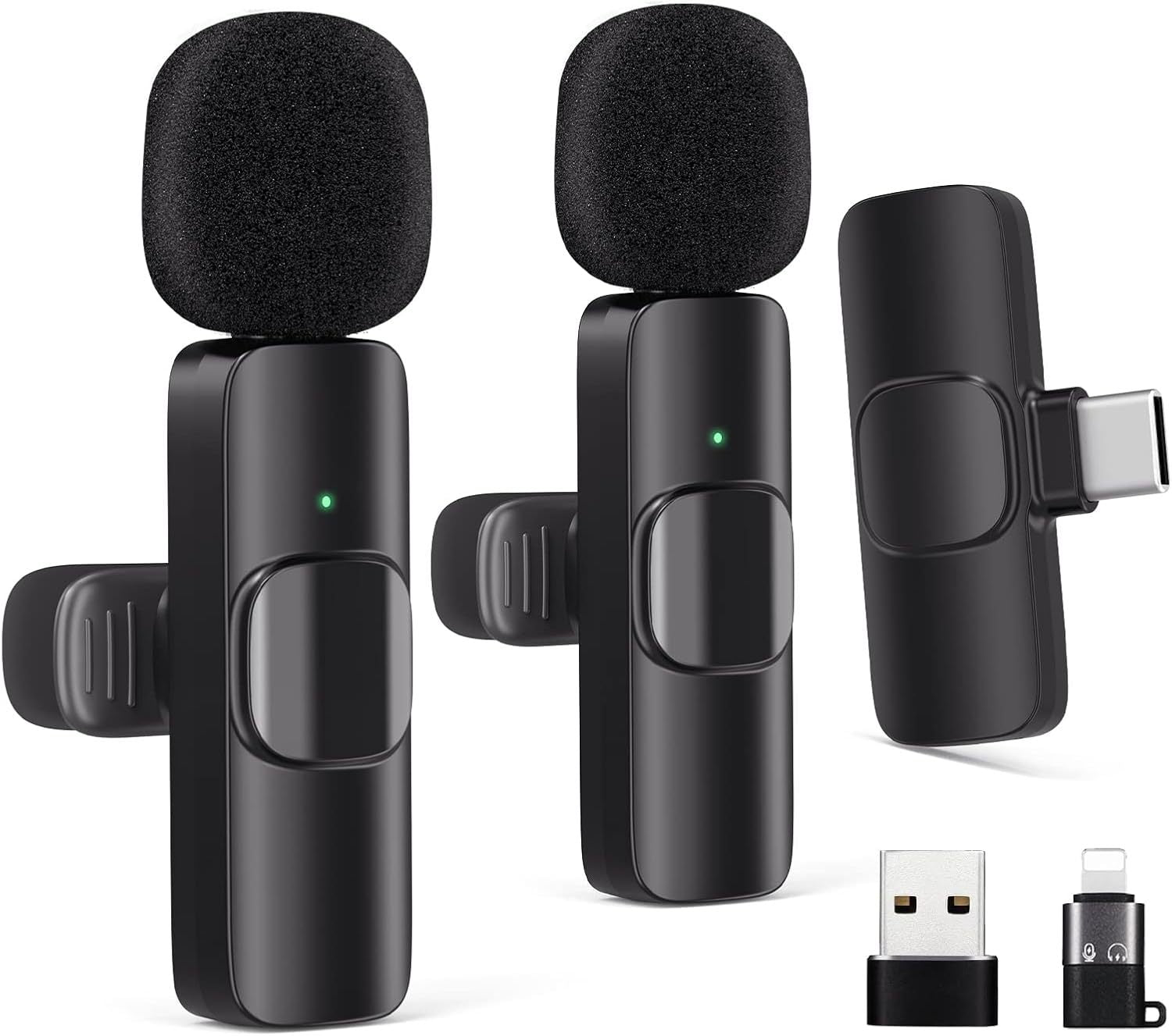 Hot Selling product wireless lavalier microphone K1 one drag two Tik Tok live stream Intelligent Noise reduction wireless mini microphone