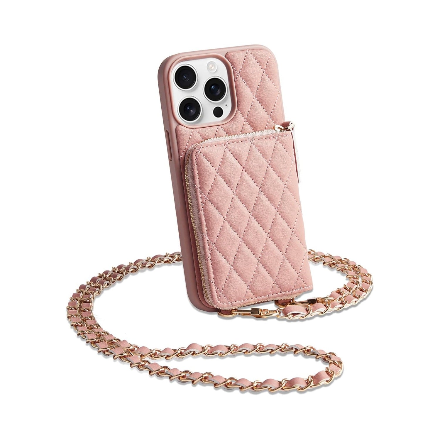 Amazon new lambskin embroidery phone case multiple card slots iPhone Series Multi-function mobile phone protective case