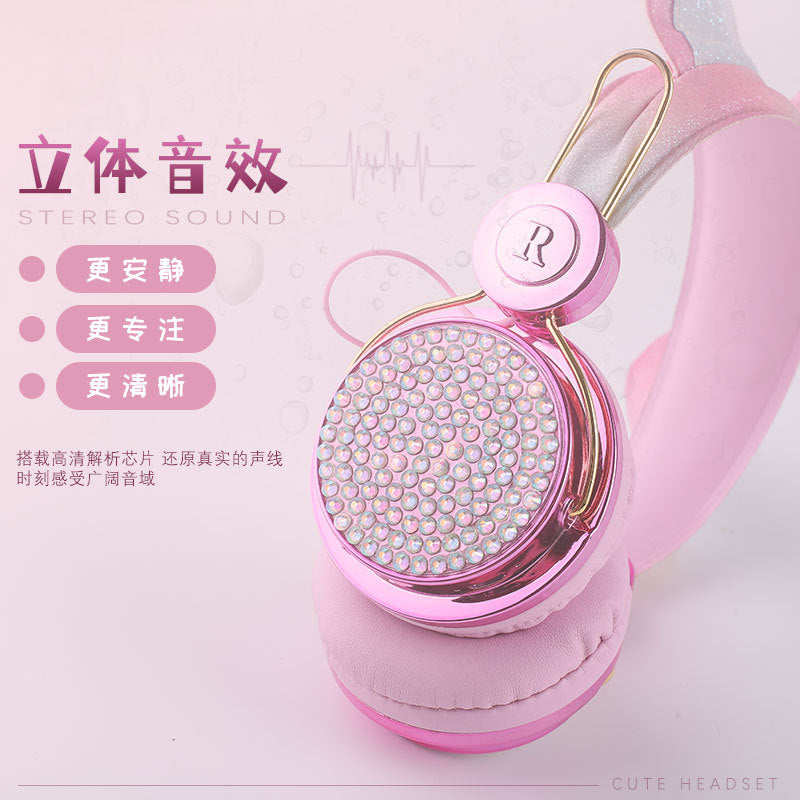 Factory cross-border Bluetooth headset wholesale hot head-mounted computer online class cartoon unicorn smart children's headphones